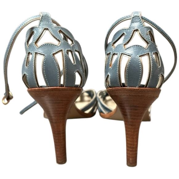 Marc Jacobs Blue Leather D'Orsay Heels with Silver Cutout Ankle Strap Size‎ 39.5 - Picture 5 of 9